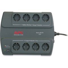 400VA APС Back-UPS ES 400VA (BE400-RS) (тип Off line;400ВА /240 Вт;4 розетки Schuko c батарейным питанием +4 с функцией только сетевого фильтра:вес:5,4 кг)BE400-RS