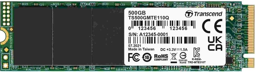 500GB Твердотільний накопичувач SSD M.2 Transcend MTE110Q NVMe PCIe 3.0 4x 2280 TS500GMTE110Q
