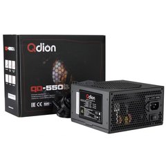 550W Блок живлення для ПК Qdion QD-550DS 80+ 12cm FAN(Black), 24+4pin, CPU4 +4, PCI-E 6+2pin, 5*sata,3*molex,1*fdd QD-550DS 80+