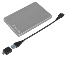 2TB Тонкий зовнішній HDD накопичувач Verbatim Store'n Go ALU (USB 3.2 GEN 1) Space Gray 53665