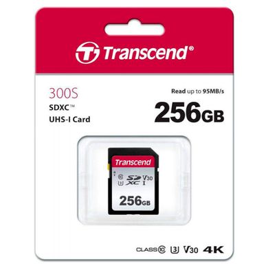 SDXC 256GB Карта памяти Transcend C10 UHS-I R95/W45MB/s TS256GSDC300S