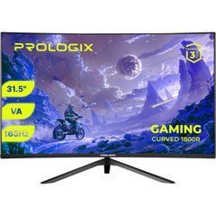 Монітор Prologix Gaming 31.5" GM3224CQ VA Black Curved; 2560х1440 (165 Гц), 3 мс, 280 кд/м2, 2xDisplayPort, 2xHDMI