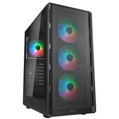 ATX без БЖ Корпус геймерський Cougar Airface PURE RGB Black 3*120mm RGB, 1*120mm ARGB вентилятори передвстановлені, ATX/mATX/mini-ITX, скляне вікно