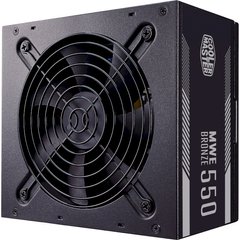 550W Блок живлення для ПК Cooler Master MWE 550 Bronze V2,550W,12cm fan,a/PFC,24+8,4xPeripheral,6xSATA,2xPCIe MPE-5501-ACAAB-EU