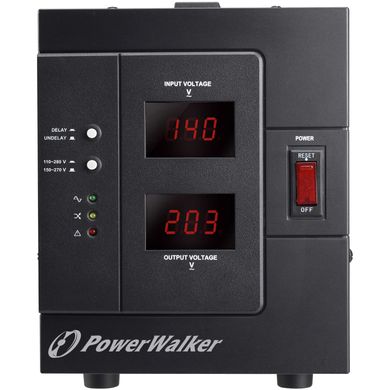 3000VA Стабілізатор PowerWalker AVR 3000/SIV 3000VA/2400W AVR, Terminal Input, 1x Schuko Outlet, Terminal Outlet, compact tower design with LCD 10120307