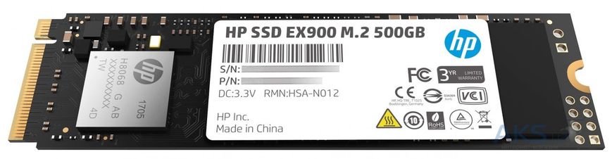 500GB HP EX900 Твердотільний накопичувач SSD M.2 2280 NVMe PCIe Gen3x4 (2100/1500) 2YY44AA#ABB