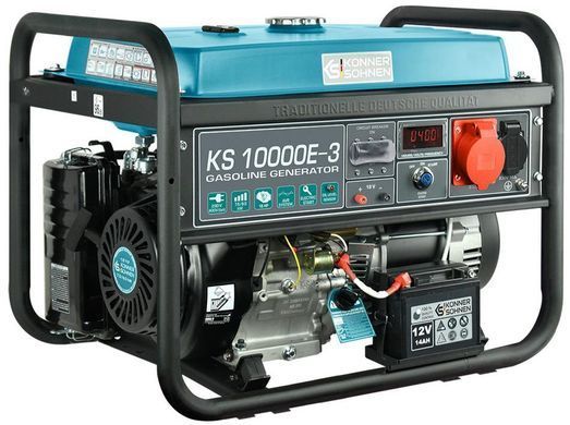 Генератор бензиновий Konner&Sohnen KS 10000E-3, 400В, 7.5кВт, 3 фази, електростартер, 88кг KS10000E-3