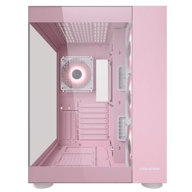 ATX без БЖ Корпус геймерський Cougar FV150 RGB Pink 4*120mm ARGB передвстановлені, Type-C x1, USB3.0 x2, Audio x1