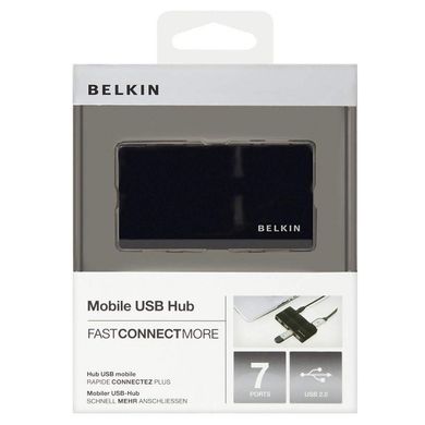 Концентратор USB 2.0, 7 портов Belkin USB Mobile Hub активный, с БП, Black/ Чёрный F5U701cwBLK