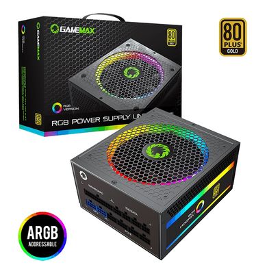 750W Блок живлення для ПК GameMax RGB-750 80 GOLD,modular,Smart fan 140mm RGB-750