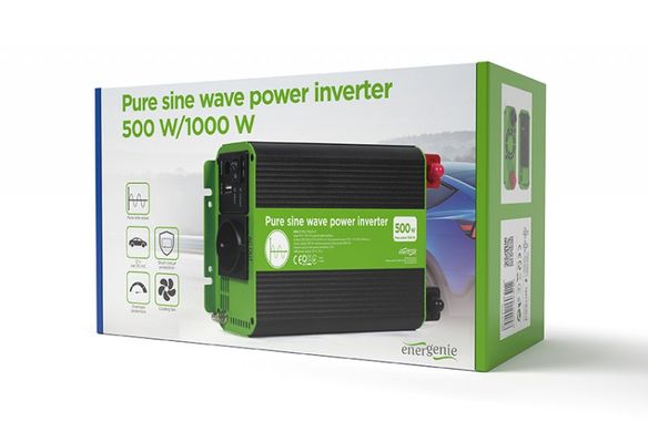 500W Автомобільний інвертор EnerGenie на 500 Вт (1000Вт пиков), чиста синусоїда EG-PWC-PS500-01