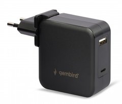 Мережевий зарядний пристрій Gembird NPA-PD60-01 для ноутбука/планшета/телефона + кабель та перехідник 60 Вт NPA-PD60-01