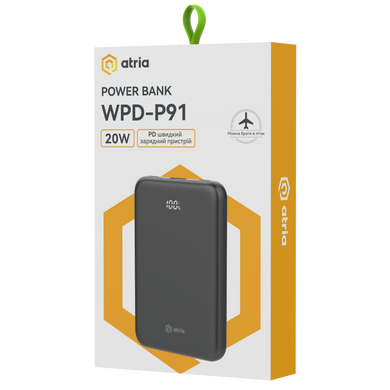 Зовнішній акумулятор (Power Bank) ATRIA WPD-P91 10000mAh PD22.5W USB-C