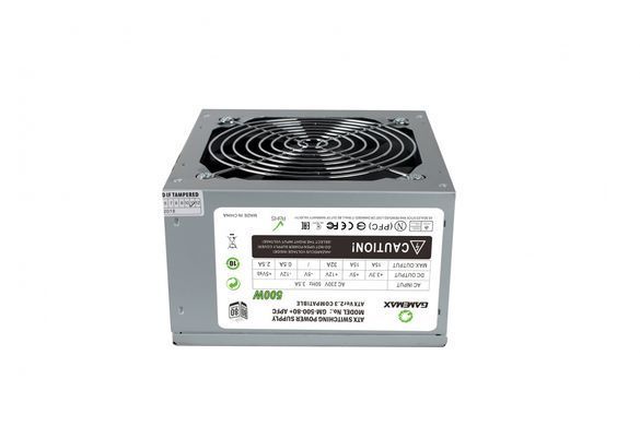 500W Блок живлення для ПК GameMax ATX 500W з кабелем живлення GM-500 80+ APFC