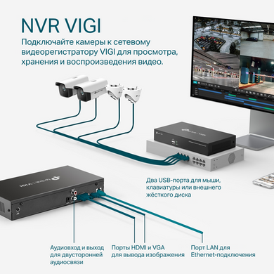 Мережевий IP-відеореєстратор TP-LINK VIGI NVR1008H 8-канальний,2xUSB, H265+, 1xHDD