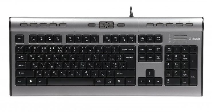 Клавiатура A4 Tech KL-7MU USB, X-slim,USB2+Mic&Headset KL-7MUU USB (Silver Grey)