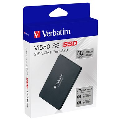 512GB Verbatim Твердотельный накопитель SSD 2.5" Vi550 7mm SATA III (read 560 MB/s write 430 MB/s) 49352