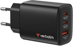 Мережевий зарядний пристрій Verbatim 3-портовий Essentials GaN USB 65 Вт 2 x USB-C/ USB-A (чорний) 32352