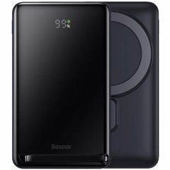 Зовнішній акумулятор (Power Bank) Baseus Magnetic Bracket Wireless 10000mAh 20W,Type-C PD,QC3.0,Qi,cabel 60W 0,5м Black PPCX000003