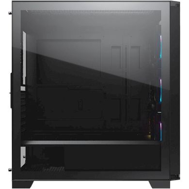 ATX без БЖ Корпус геймерський 4*3.5"/4*2.5",панель из шлифованного алюминия, RGB подсветка, 3x120 ARGB кулера предустановлено, стенка закаленное стекло Dark Blader X5 RGB (Black)