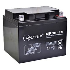 12V 36AH Аккумулятор универсальный MATRIX NP36-12 Тип: AGM Габариты: 195*130*155mm Вес:12,5кг