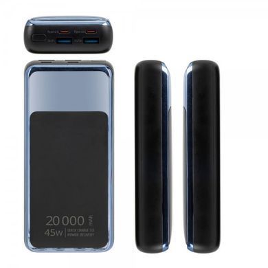 Зовнішній акумулятор (Power Bank) Rivacase RIVAPOWER VA1075 20000 mA, QC/PD 45W, з LCD, чорний