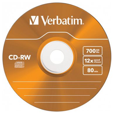 CD-RW Диск Verbatim SERL 700MB 12X COLOUR SURFACE (SC-5 шт) 43167