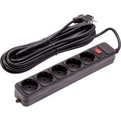 Мережевий фільтр PowerPlant JY-1056/7 7м, 3x1.5мм2, 5 розеток, Black EX610730