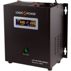 500VA ДБЖ LogicPower LPY-W-PSW-500VA+ (350Вт)5A/10A,Line-Interactive, AVR, 1 x евро, LCD, металл,чиста синусоїда, 12V, настінний LP4142