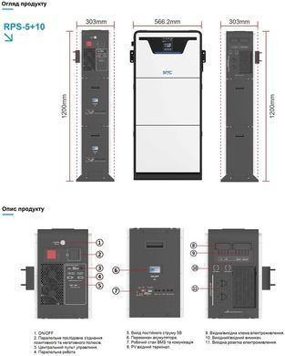Система резервного електроживлення SVC ESS STACKED RPS "All-in-One" потужністю 5кВт та батареєю LiFePO4 48VDC(10.24kwh) RPS-5+10