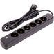 Мережевий фільтр PowerPlant YS-N6086/3c 3м, 3x0.75мм2, 6 розеток, 1xUSB, 2xType-C, 100% мідь Black EX610662
