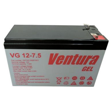 12V 7,5Ah Акумуляторна батарея Ventura гелева VG12-7,5 габариты (65x151x100) 2,35кг VG 12-7,5 Gel