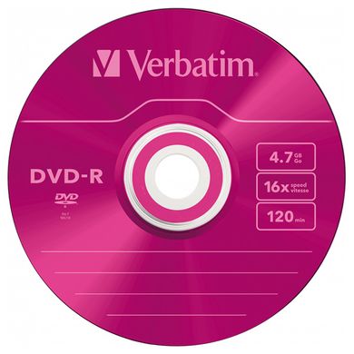 DVD-R Диск Verbatim AZO 4.7GB 16X COLOUR SURFACE (SC-5 шт) 43557