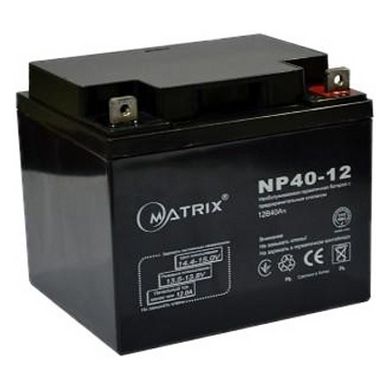 12V 40Ah Акумуляторна батарея MATRIX NP40-12 Тип: AGM Габариты:198*166*170mm Вес:12кг