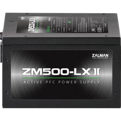 500W Блок живлення Zalman 500-LXII aPFC,120мм,24+(4+4),6xSATA,2xPCIe,+3 ZM500-LXII