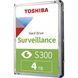 4Tb Жорсткий диск для відеоспостереження Toshiba S300 Surveillance 3,5" SATA3.0 5400RPM/256MB HDWT840UZSVA