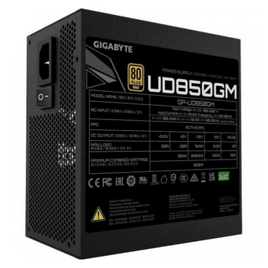 850W Блок живлення GIGABYTE UD850GM 80 Gold Pluse, Fully modular, Smart fan 120mm UD850GM