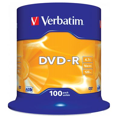 DVD-R Диск Verbatim AZO 4.7GB 16X MATT SILVER SURFACE (Шпиндель-100шт) 43549