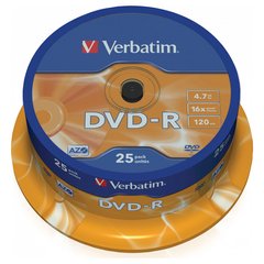 DVD-R Диск Verbatim AZO 4.7GB 16X MATT SILVER SURFACE (Шпиндель-25шт)
