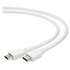 HDMI 3м Cablexpert HDMI кабель CC-HDMI4-W-10, HDMI V.1.4, вилка/вилка, с позолоченными коннекторами, 3м, белый цвет CC-HDMI4-W-10