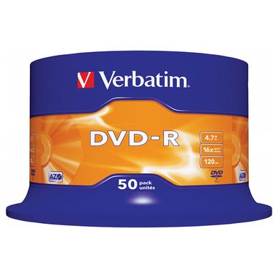 DVD-R Диск Verbatim AZO 4.7GB 16X MATT SILVER SURFACE (Шпиндель-50шт) 43548