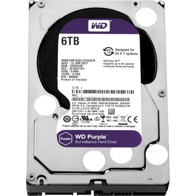 6TB Жорсткий диск WD 3.5" SATA 3.0 5400 128MB Purple Surveillance WD62PURZ