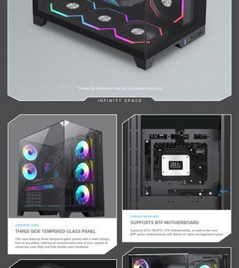 ATX без БЖ Корпус GAMEMAX Infinity Plus загартоване скло Infinity Plus BK