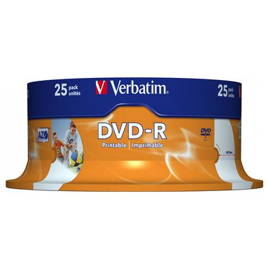 DVD-R Диск Verbatim AZO 4.7GB 16X WIDE PRINTABLE SURFACE (Шпиндель-25шт) Диск Verbatim DVD-R AZO 4.7GB 16X WIDE PRINTABLE SURFACE (Шпиндель-25шт)