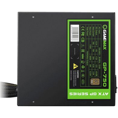 750W Блок живлення для ПК GameMax GP-750 80 Bronza,6+2-pin (PCIe)x4,Smart fan 140mm