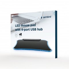 Килимок для мишi Gembird с подсветкой, с USB-концентратором на 4 USB 2.0 порта, черный MP-LED-4P