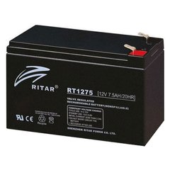 12V 7.5Ah Акумуляторна батарея для ДБЖ Ritar RT1275B AGM Black