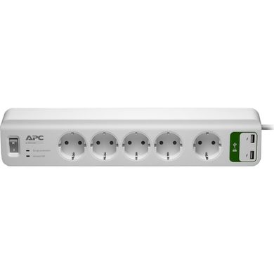 Мережевий фільтр-подовжувач APC Essential SurgeArrest 5 outlets with 5V, 2.4A 2 port USB Charger 230V 1,8м PM5U-RS