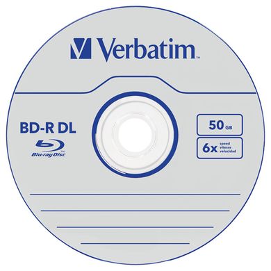 BD-R Диск Verbatim DUAL LAYER 50GB 6X WHITE BLUE SURFACE HARD COAT (JC-5 шт) 43748