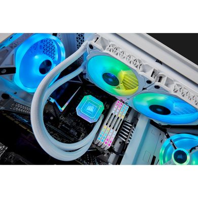 Водяне охолодження для процесора Corsair iCUE H100i Elite Capellix RGB White CW-9060050-WW 277х120х27 мм